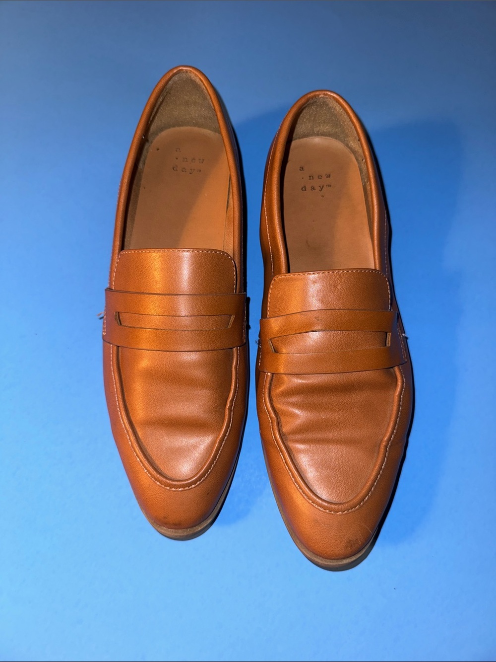 a new day Cognac Brown Penny Loafers Size 8.5